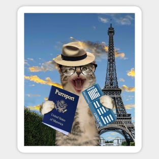 Cat Kitty Kitten Tourist In Paris France Eiffel Tower Funny Sticker